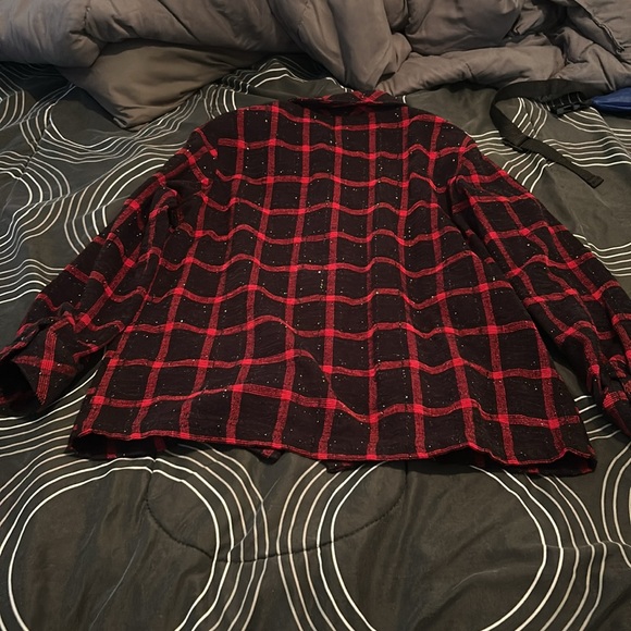 Sparkly Red Plaid Button Up - Picture 5 of 5